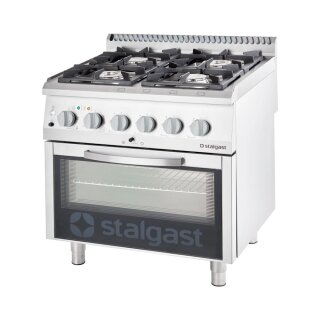 Gasherd 4 Brenner mit Elektrobackofen (GN 2/1) Serie 700 ND - G20, 4-Brenner (2x5+2x7)