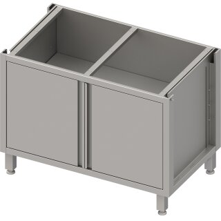 Unterschrank Boxversion 2.0, für Beine/Sockelrahmen, mit Flügeltüren 1200x640x660 mm