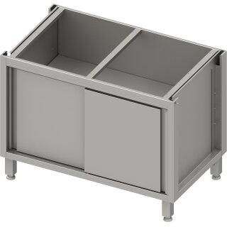 Unterschrank Boxversion 2.0, für Beine/Sockelrahmen, mit Schiebetüren 800x640x660 mm