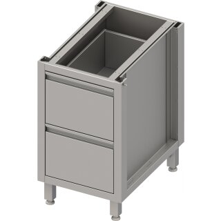 Unterschrank Boxversion 2.0, für Beine/Sockelrahmen, mit zwei Schubladen 450x640x660 mm