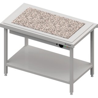 Warmausgabe mit einer Wärmeplatte aus Granit 4x GN1/1, 1570x750x880, Edelstahlabdeckung