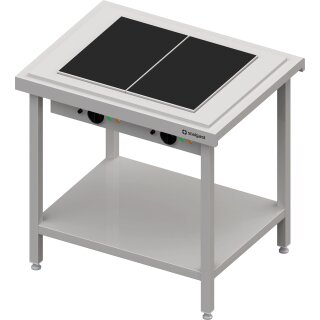 Warmausgabe mit einer Glaskeramik-Wärmeplatte 2x GN1/1, 920x750x880, Edelstahlabdeckung