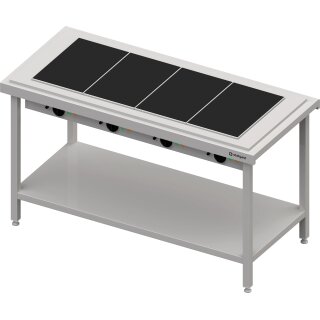 Warmausgabe mit einer Glaskeramik-Wärmeplatte 4x GN1/1, 1570x750x880, Edelstahlabdeckung