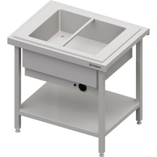 Warmausgabe mit einem Bain-Marie-Becken 2x GN1/1, 920x750x880, Edelstahlabdeckung