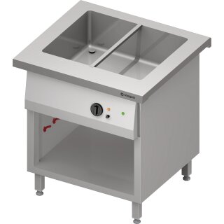 Bain-Marie-Station "Free Flow" mit einem Becken 2x GN1/1, 799x750x880 mm Edelstahlabdeckung