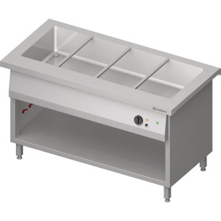 Bain-Marie-Station "Free Flow" mit einem Becken 4x GN1/1, 1465x750x880 mm Edelstahlabdeckung