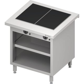 Warmausgabe "Free Flow" mit 2 Wärmeplatten aus Glaskeramik und offenem Unterschrank 799x750x880 mm, Edelstahlabdeckung