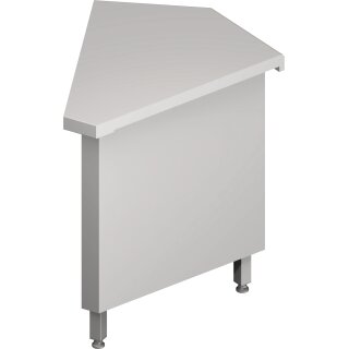 Ausseneckmodul 45° "Free Flow" mit geschlossenem Unterschrank 644x814x880 mm, Edelstahldeckplatte