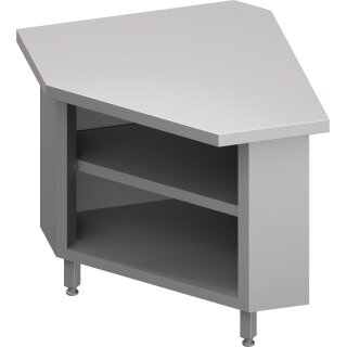 Inneneckmodul 90° "Free Flow" mit offenem Unterschrank 785x785x880 mm, Edelstahldeckplatte