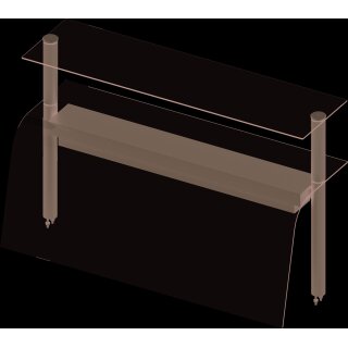 Doppel-Glas-Aufsatzbord mit Hustenschutz und Wärmelampe 990x455x700 mm für Speisenausgabesysteme