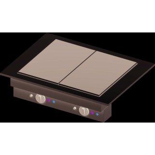 Glaskeramik-Wärmeplatte "Drop-In" 2xGN 1/1 830x620x270 mm  Edelstahlabdeckung