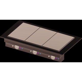 Glaskeramik-Wärmeplatte "Drop-In" 3xGN 1/1 1155x620x270 mm  Edelstahlabdeckung