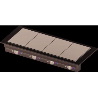 Glaskeramik-Wärmeplatte "Drop-In" 4xGN 1/1 1480x620x270 mm  Edelstahlabdeckung