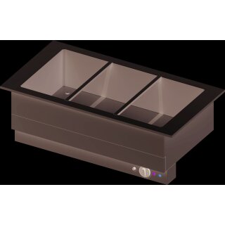 Bain-Marie-Becken "Drop-In" 3xGN 1/1 1155x620x390 mm  Edelstahlabdeckung