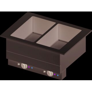 Bain-Marie "Drop-In" 2x GN1/1 Einzelbecken 830x620x390 mm, Edelstahlabdeckung