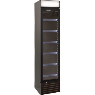 Saro Flaschenkühlschrank mit Werbedisplay - 130 Liter, schmal. Schwarz