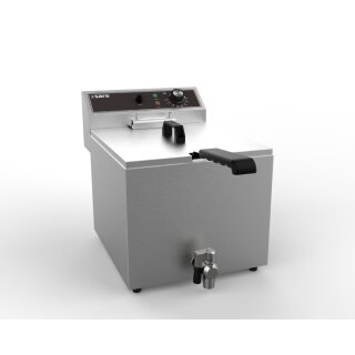 Gastro Fritteuse EF10 aus Edelstahl - mit Ablasshahn, 400 V