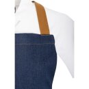 Southside Schürze in kurzer Länge mit X-Rücken Denim Blau mit Tan-Trägern
