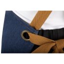 Southside Schürze in kurzer Länge mit X-Rücken Denim Blau mit Tan-Trägern