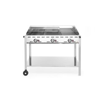 HENDI Grillsystem Green Fire 3 Brenner – 17,4 kW, Profi Line, Gusseisen