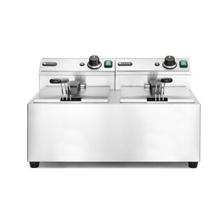 Profi Line Doppelfritteuse 2x8L – Hendi Elektro Tischfritteuse, 230V
