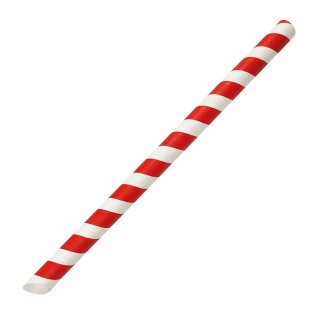 Fiesta Kompostierbarer Bubble Tea Strohhalm Rot & Weiß 12x210mm (150 Stück)