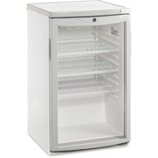 Gastro Kühlschrank mit 1 Glastür - 109 Liter, abschließbar, weiß