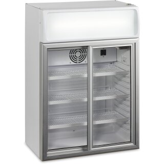 Esta Kühlschrank mit Glasschiebetüren - 100 Liter, LED-Werbetafel, weiß