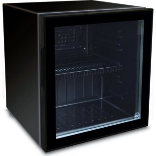Kleiner Glastürkühlschrank mit 55 Liter - LED-Innenbeleuchtung, Tischgerät, schwarz