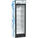 Gastro Getränkekühlschrank mit Umluft - 1 Glastür, 372 Liter, schwarz/weiß