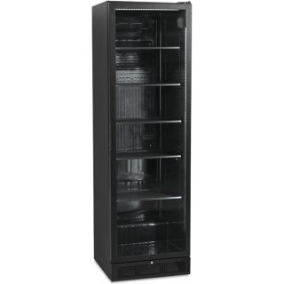 Gastro Kühlschrank mit 1 Thermoglastür - 387 Liter, Umluft, schwarz
