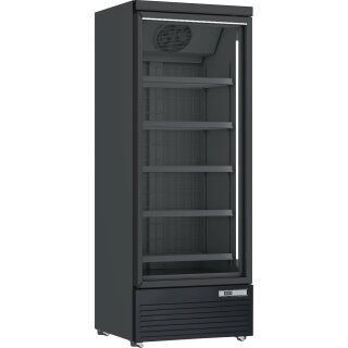 Schwarzer Kühlschrank mit 614 Liter - 1 Glastür, Umluftkühlung, LED