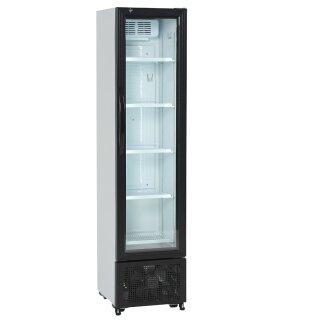 Gastro Getränkekühlschrank mit 1 Glastür - 182 Liter, schmal, Umluft