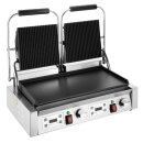 Buffalo Doppel-Kontaktgrill Flache Basis Geriffelte Oberplatte