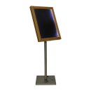Securit Menükartenhalter mit weißen LEDs aus Teakholz 4xA4 mit Pfosten und Sockel