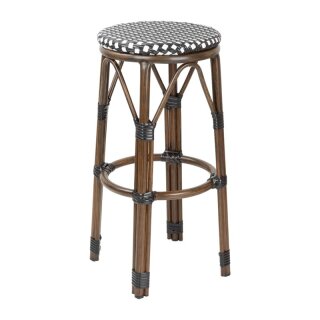Bolero Pariser Stil PE Rattan Barhocker Schwarzer Punktmix (2 Stück)
