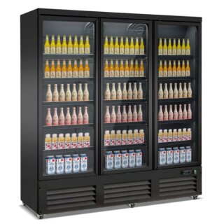 Tiefkühlschrank 3 Glastüren Schwarz Ceb-1600F Bl