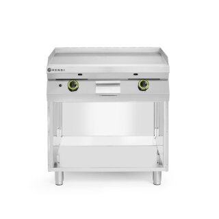 Hendi Gasgrillplatte mit Unterschrank - glatt, 800 x 700 x 900 mm, Edelstahl