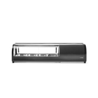 Sushi-Vitrine, Arktic, Im Lieferumfang enthalten: 4x GN 1/3 (H) 40 mm., GN 1/3, Schwarz, 220-240V/190W, 1177x426x(H)296mm