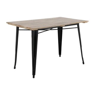 Bolero Bistro Esstisch Mangoholz-Lattenplatte Schwarz 1200mm