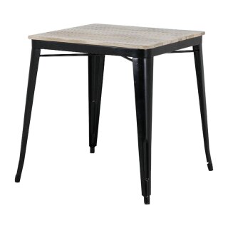 Bolero Bistro Esstisch Geschlitzte Mangoholzplatte Schwarzes Gestell 650mm