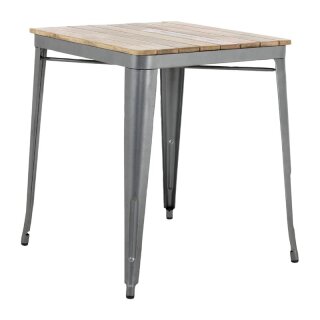 Bolero Bistro Esstisch Geschlitzte Mango Holzplatte Gewehrmetall Rahmen 650mm
