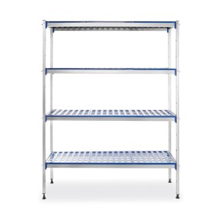 Hendi Regalsystem mit 4 Regalböden - 1280 x 405 x x1685 mm, eloxiertem Aluminium