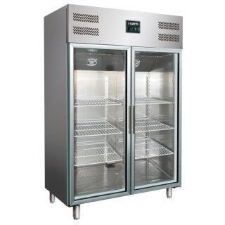 Saro Gewerbelühlschrank GN 1200 TNG aus Edelstahl - 2 Glastüren, 1173 Liter