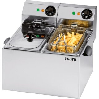 Saro Fritteuse PROFRI 44 aus Edelstahl - 2x4L, Tischgerät, 230V