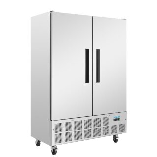 Gastro Kühlschrank Slimline 960 Liter - 2-türig, Edelstahl, mit Rollen