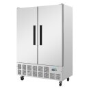 Gastro Kühlschrank Slimline 960 Liter - 2-türig, Edelstahl, mit Rollen