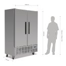 Schmaler Tiefkühlschrank mit 960 Liter Edelstahl