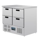 Polar Arbeitstisch Mit Kühlschrank, Edelstahl, 4 Schubladen