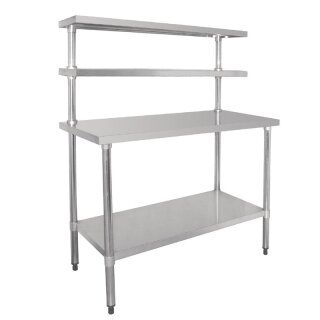 Vogue Arbeitstisch mit 2 Aufsätze und Grundboden 1800x1500x600mm aus Edelstahl